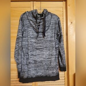 Cabela's hoodie black womens size medium button collor hoodie tunic longer warm